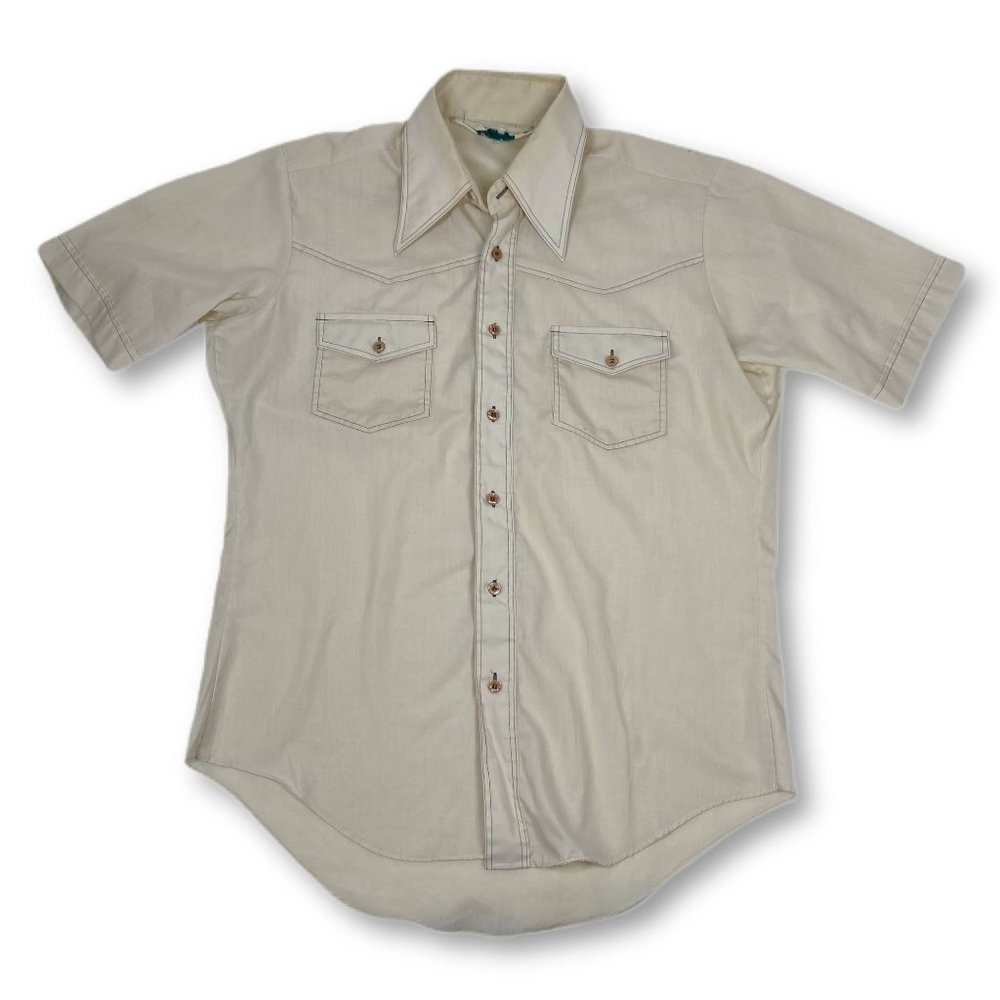 Vintage Kmart Western Cream Pale Yellow Work Shirt